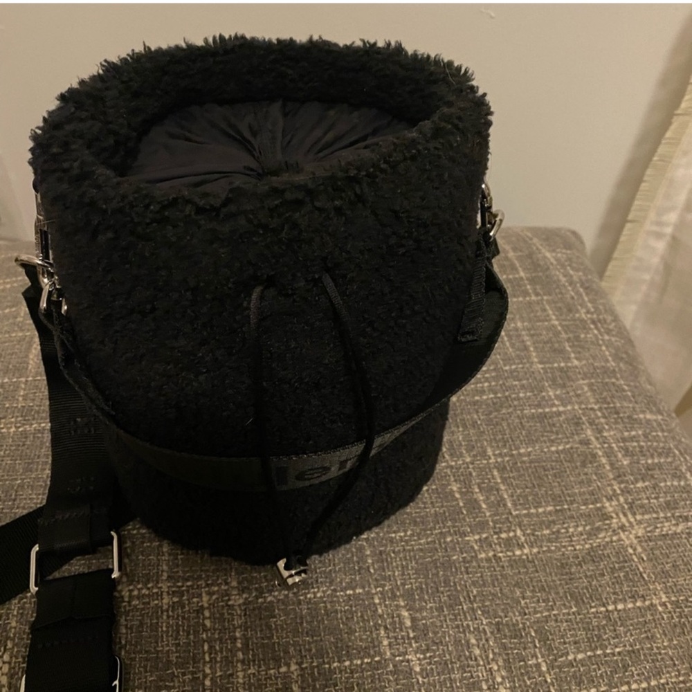 LuLulemon Black Faux Shearling Bucket Crossbody Bag